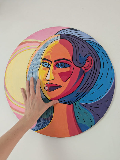 “Radiant Duality” – Original Acrylic on Round Canvas