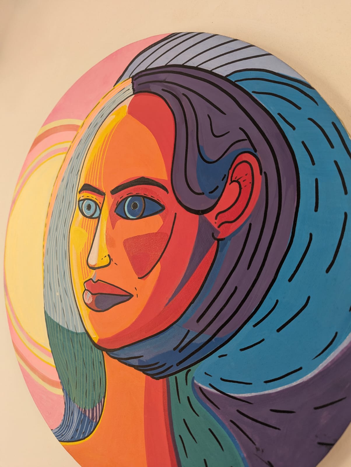 “Radiant Duality” – Original Acrylic on Round Canvas