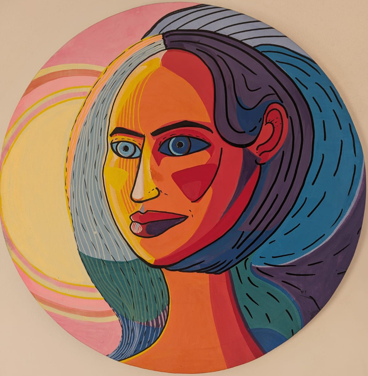 “Radiant Duality” – Original Acrylic on Round Canvas